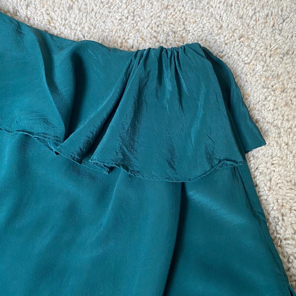 Maeve One-Shoulder Ruffle Top in Dark Blue/Green - Picture 5 of 10